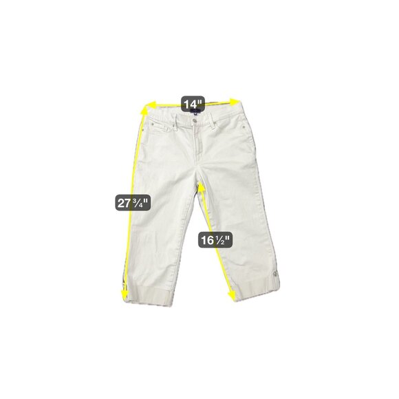 NYDJ Mid Rise Capri Pants Beige Sz 10 Petite Cuffed Hem Cotton Blend Neutral - Picture 7 of 11